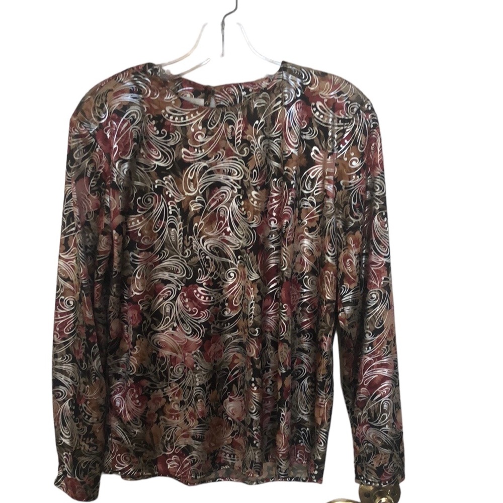 Dina Ariel Vintage Shimmery Long Sleeve Blouse 6